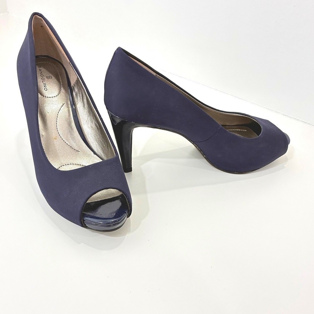 Bandolino‎ Never Worn Navy Peep Toe Platform Pumps Retro Feminine 7.5